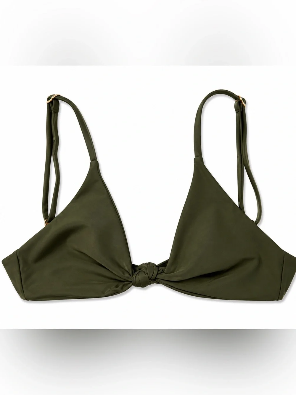 Quince Knotted Triangle Bikini Top Palm Green Size M NWT